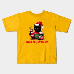 Black Cat Christmas Christmas Cat 2024 Kids T-Shirt